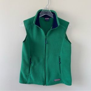 Vineyard Vines Kelly Green Fleece Vest with Navy Trim